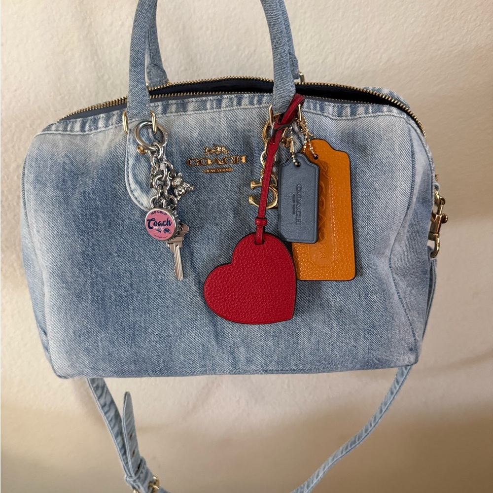 BRAND NEW AND AUTHENTIC Coach Large Faded Denim Rowan Satchel